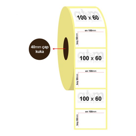 100mm x 60mm Lamine Termal Etiket (Sticker)