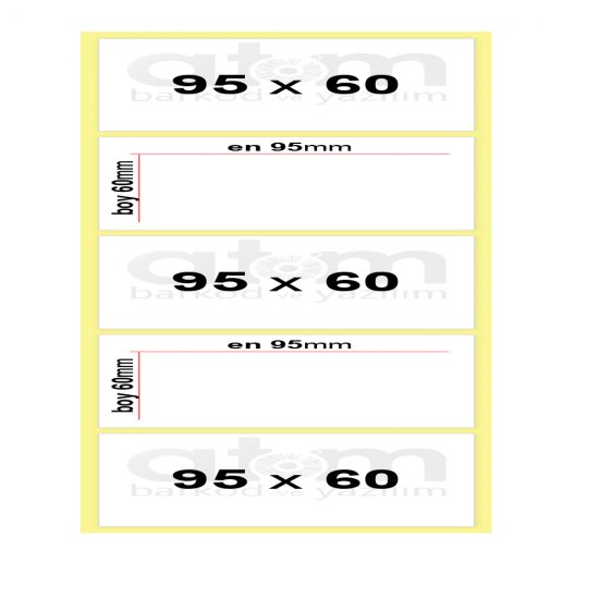95mm x 60mm Termal Etiket (Sticker)  Nonpern (İz Bırakmayan Yapışkanlı Tutkal)