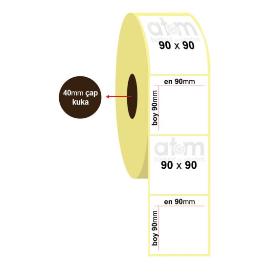 90mm x 90mm Lamine Termal Etiket (Sticker)