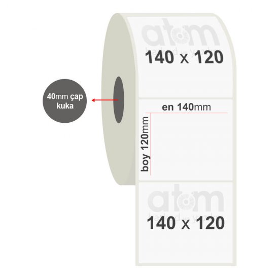 140mm x 120mm PP Opak Etiket (Sticker)