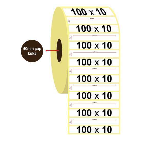 100mm x 10mm Kuşe Etiket (Sticker)