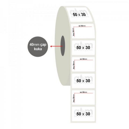 50mm x 30mm PP Termal Etiket (Sticker)