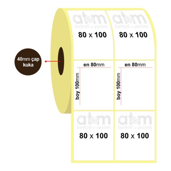 80mm x 100mm 2'li Termal Etiket (Sticker)