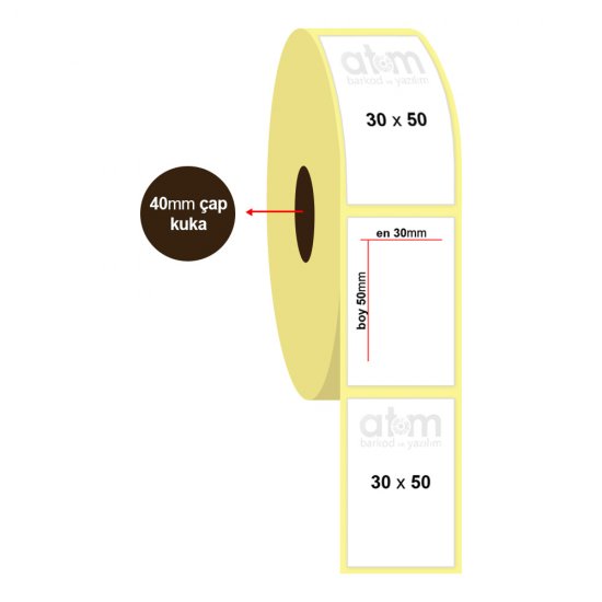 30mm x 50mm Lamine Termal Etiket (Sticker)