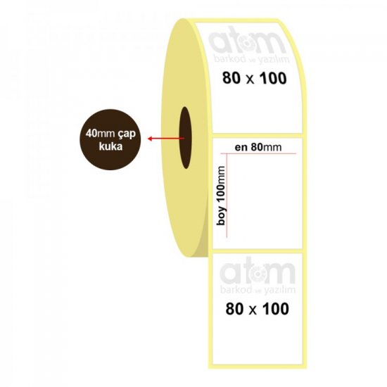 80mm x 100mm Sarı Termal Etiket (Sticker)