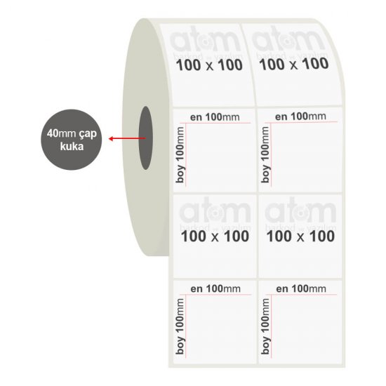 100mm x 100mm 2'li PP Opak Etiket (Sticker)