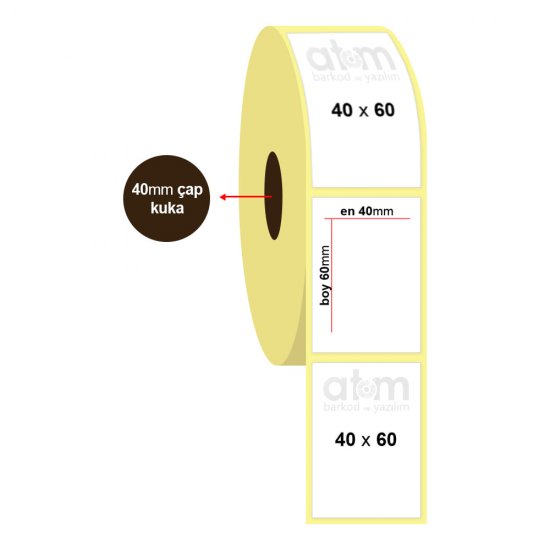 40mm x 60mm  Vellum Etiket (Sticker)