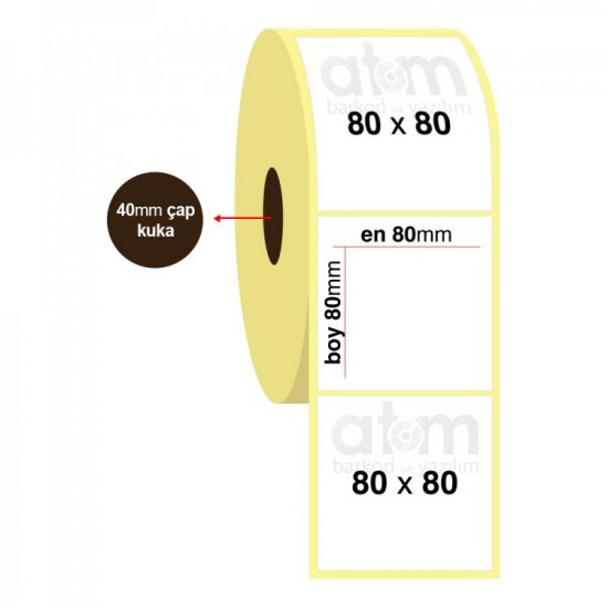 80mm x 80mm PP Opak Etiket (Sticker)