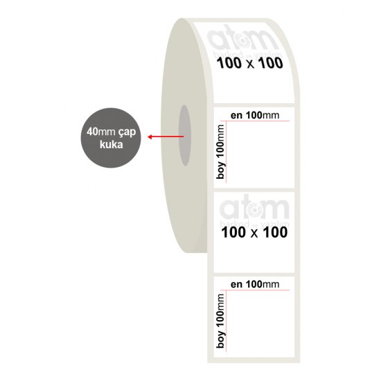 100mm x 100mm PP Opak Etiket (Sticker)