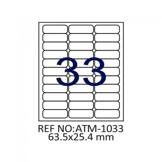 63.5 X 25.4 Lazer Etiket ATM-1033
