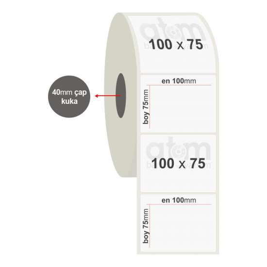 100mm x 75mm PP Opak Etiket (Sticker)