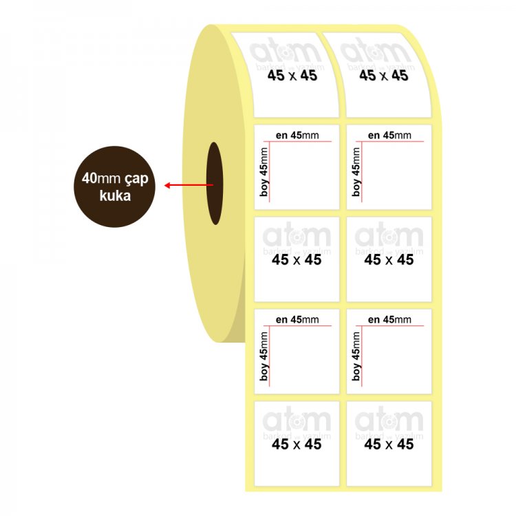 45mm x 45mm 2'li Termal Etiket (Sticker)