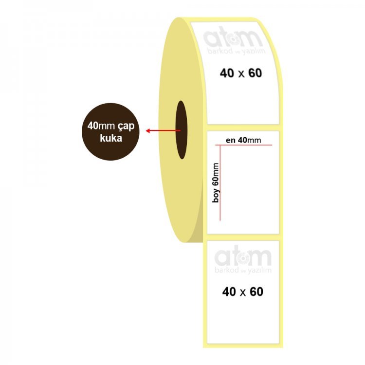 40mm x 60mm Lamine Termal Etiket (Sticker)