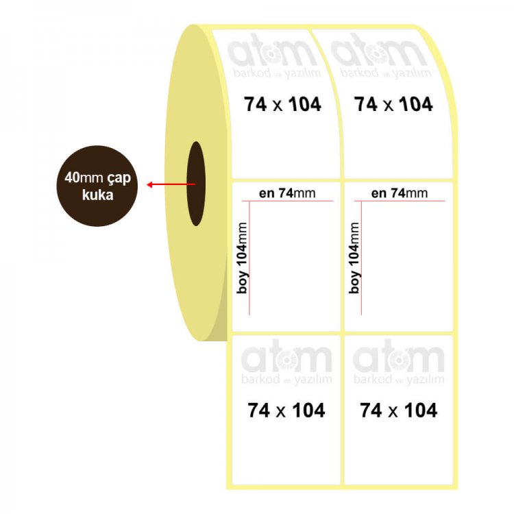 74mm x 104mm 2'li Lamine Termal Etiket (Sticker)