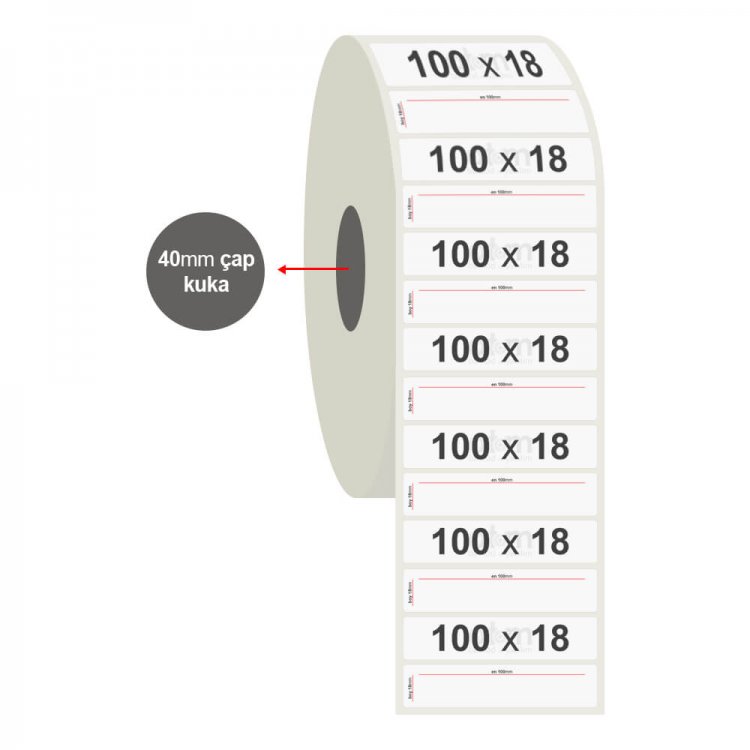 100mm x 18mm PP Opak Etiket (Sticker)