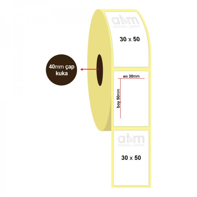 30mm x 50mm Termal Sürsajlı Etiket (3500 Sarım)