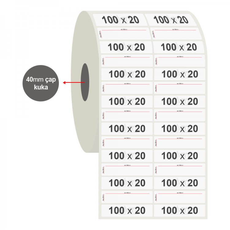 100mm x 20mm 2'li PP Opak Etiket (Sticker)