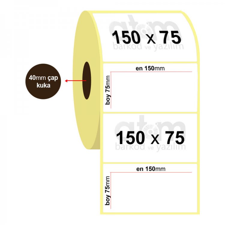 150mm x 75mm Lamine Termal Etiket (Sticker)