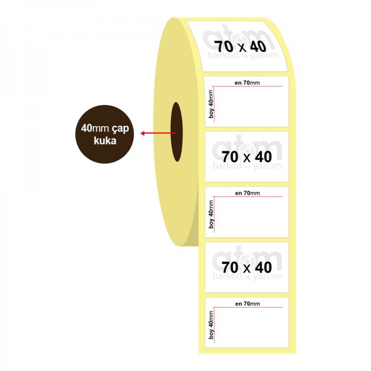 70mm x 40mm Hotmelt Kuşe Etiket (Sticker)