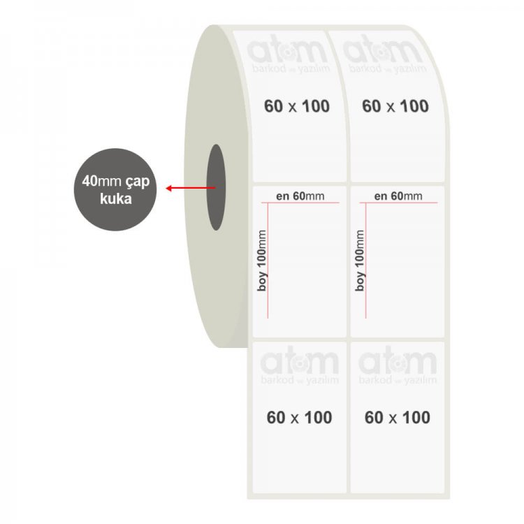 60mm x 100mm 2'li PP Opak Etiket (Sticker)