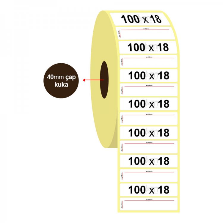 100mm x 18mm Lamine Termal Etiket (Sticker)