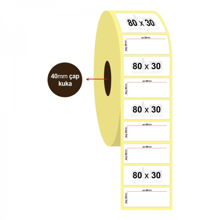 80mm x 30mm Kuşe Etiket (Sticker)