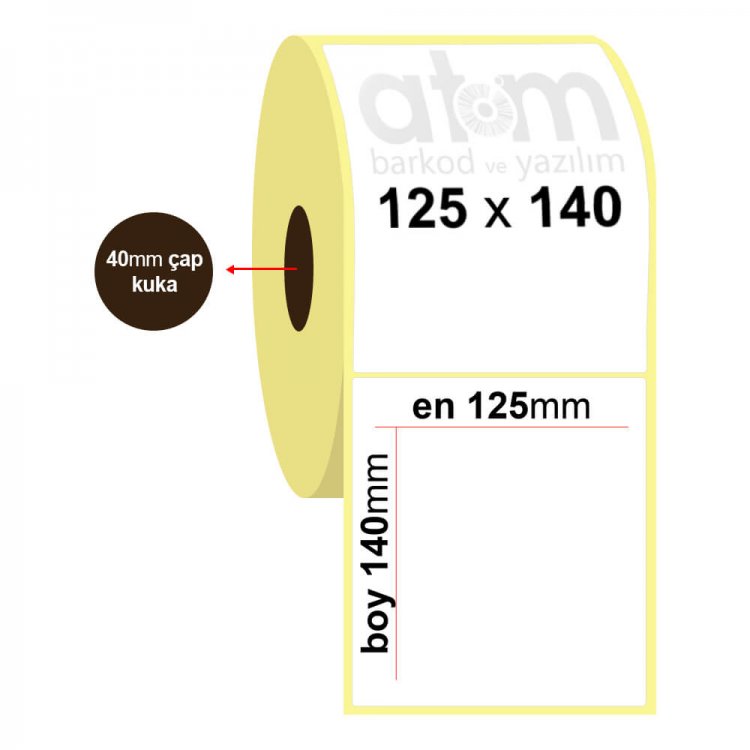 125mm x 140mm Lamine Termal Etiket (Sticker)
