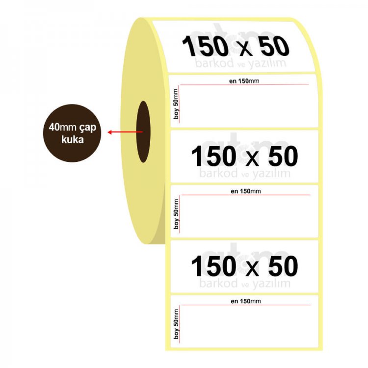 150mm x 50mm Lamine Termal Etiket (Sticker)