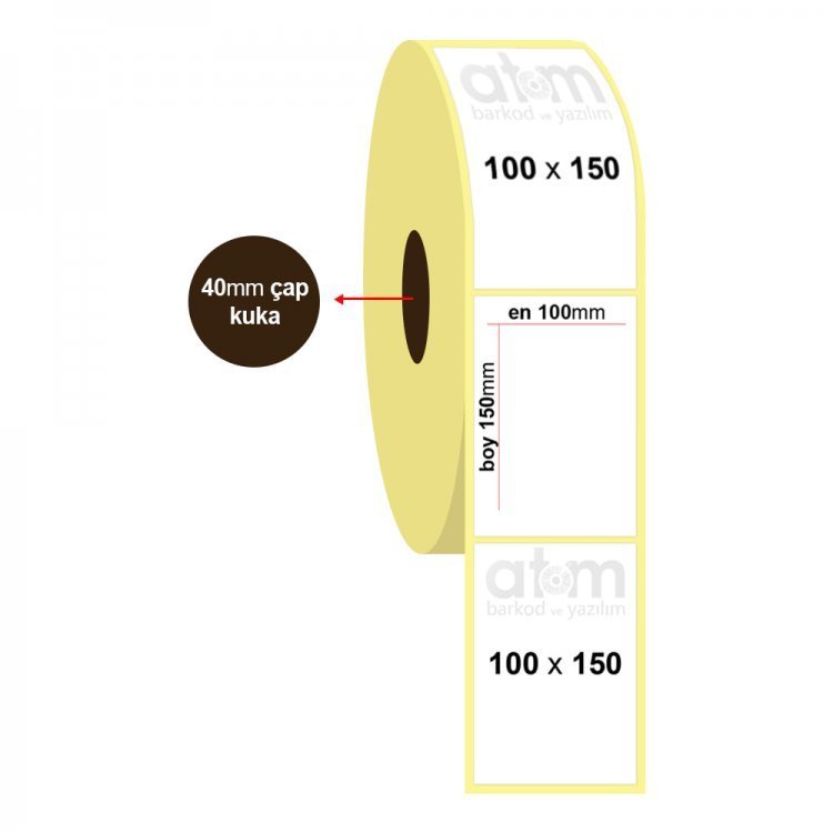 100mm x 150mm Kuşe Etiket (Sticker) (1000 sarım)