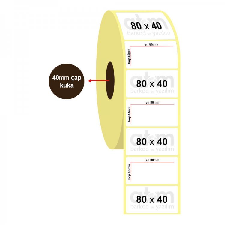 80mm x 40mm Bıçaklı Kuşe Etiket (Sticker)