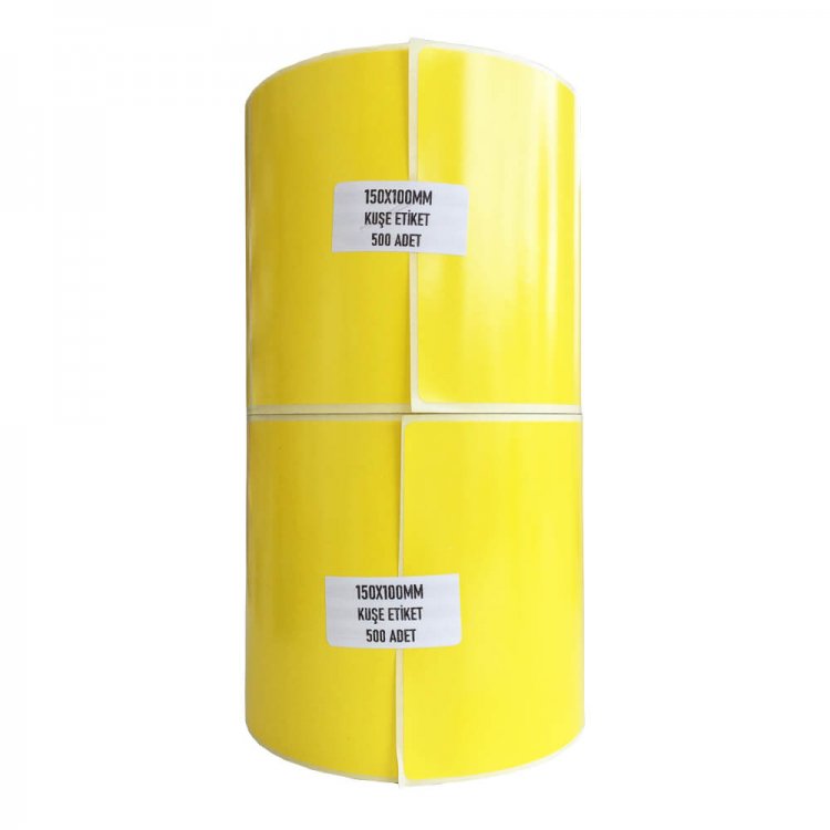 100mm x 150mm Sarı Renkli Kuşe Etiket (Sticker) 500 SARIM